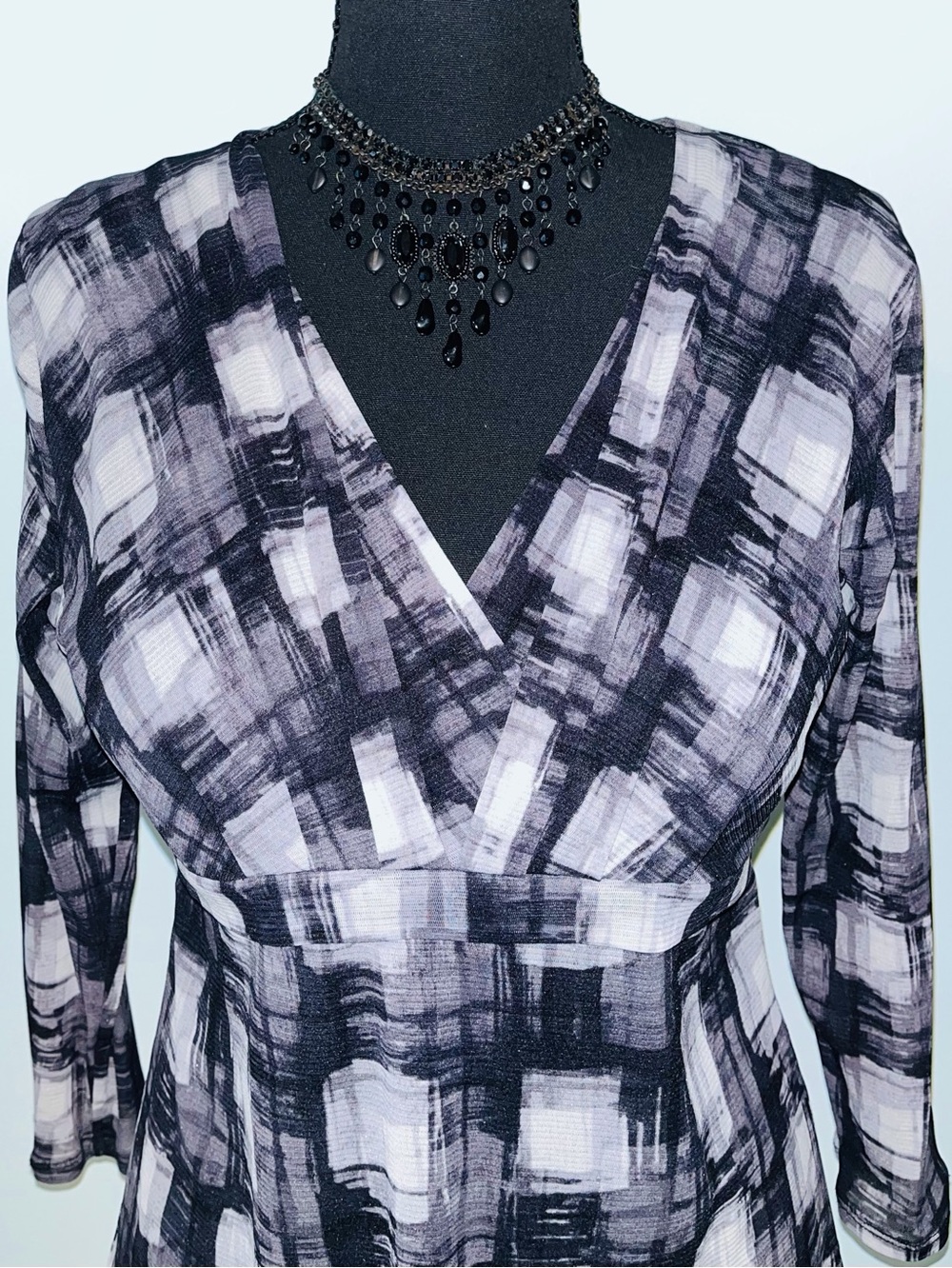 Flawless 90s whimsigoth fairy grunge babydoll black white abstract Axcess top M